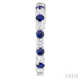 2.4 MM Round Cut Sapphire and 5/8 ctw Round Cut Diamond Precious Hoop Earring in 14K White Gold